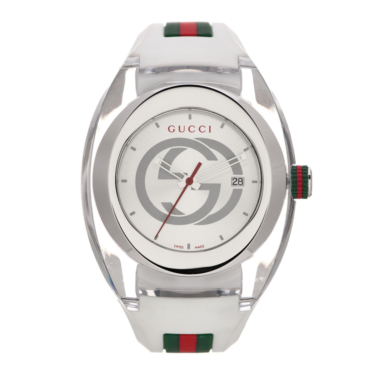 Gucci Stainless Steel Rubber 46mm Sync Web Quartz Watch White 1 of 7