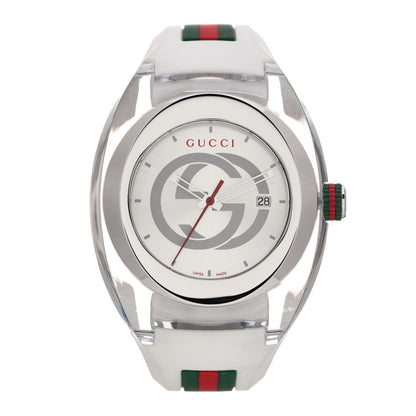 Gucci Stainless Steel Rubber 46mm Sync Web Quartz Watch White 1 of 7