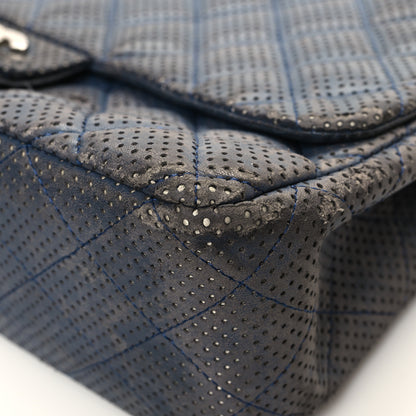 Chanel Lambskin Perforated Jumbo Single Flap Blue 10 of 19
