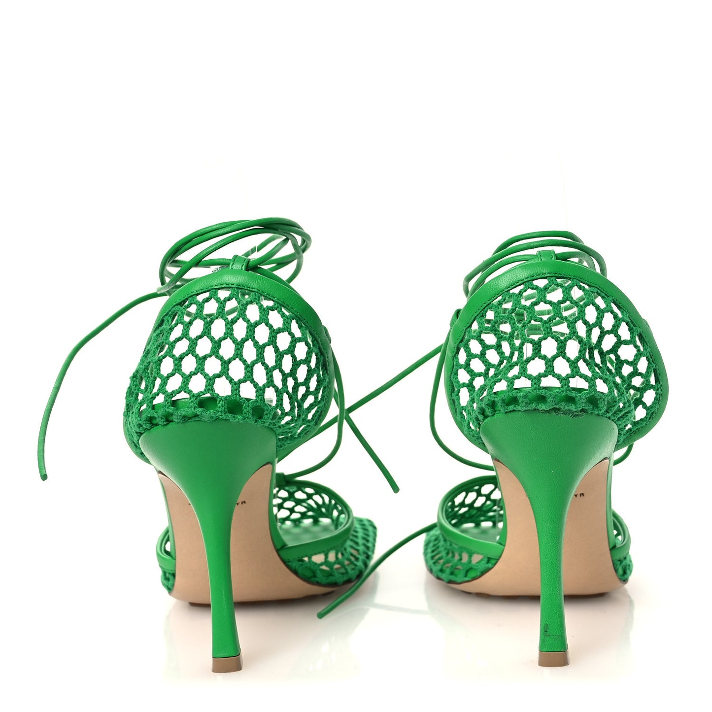 Mesh Nappa Stretch Ankle Tie 90mm Sandals 40 Grass