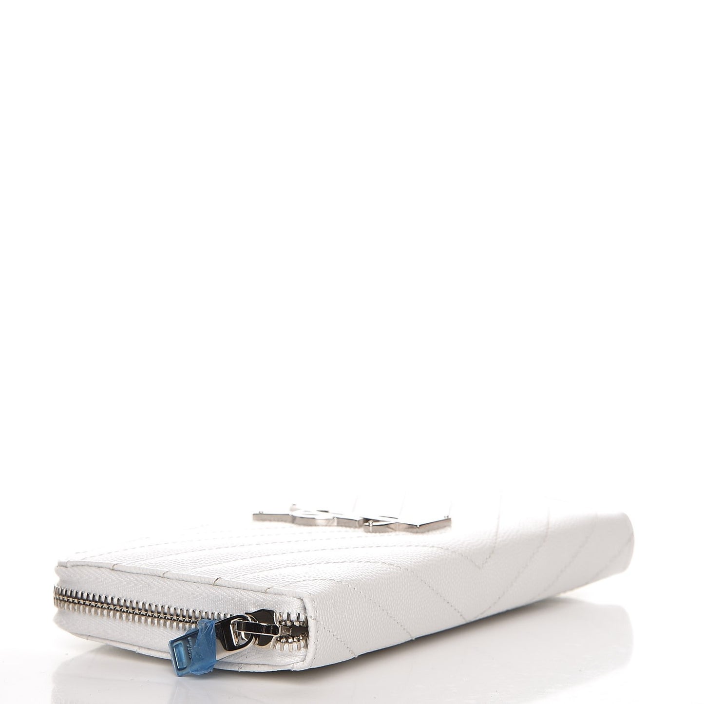 Grain De Poudre Matelasse Chevron Monogram Zip Around Wallet Blanc Optique