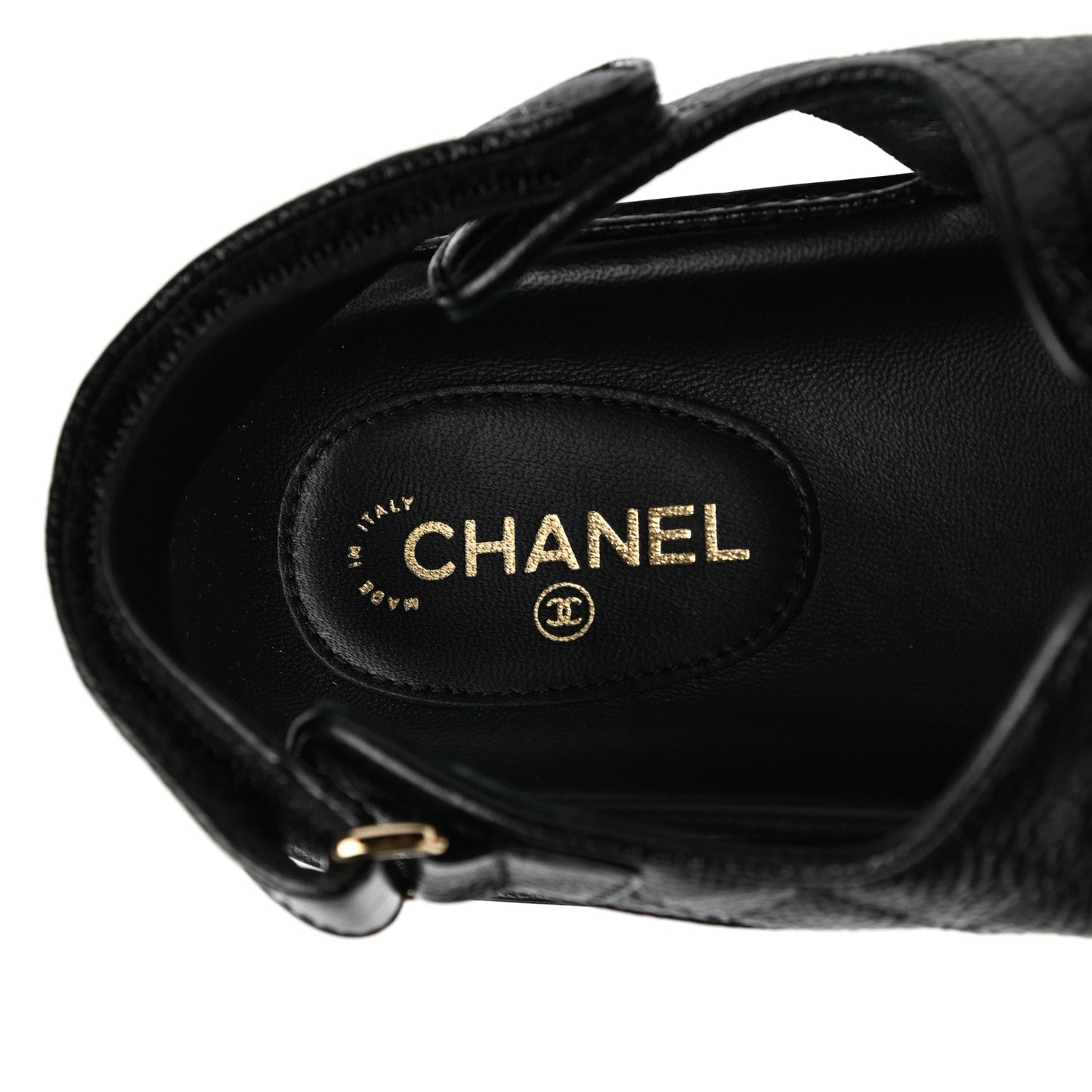 Grained Calfskin Velcro Dad Sandals 40.5 Black