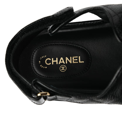Chanel Grained Calfskin Velcro Dad Sandals 40.5 Black 7 of 9