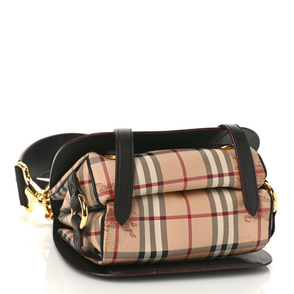 Burberry Haymarket Check Large Bridle Saddle Bag Dark Clove Brown 4 of 10