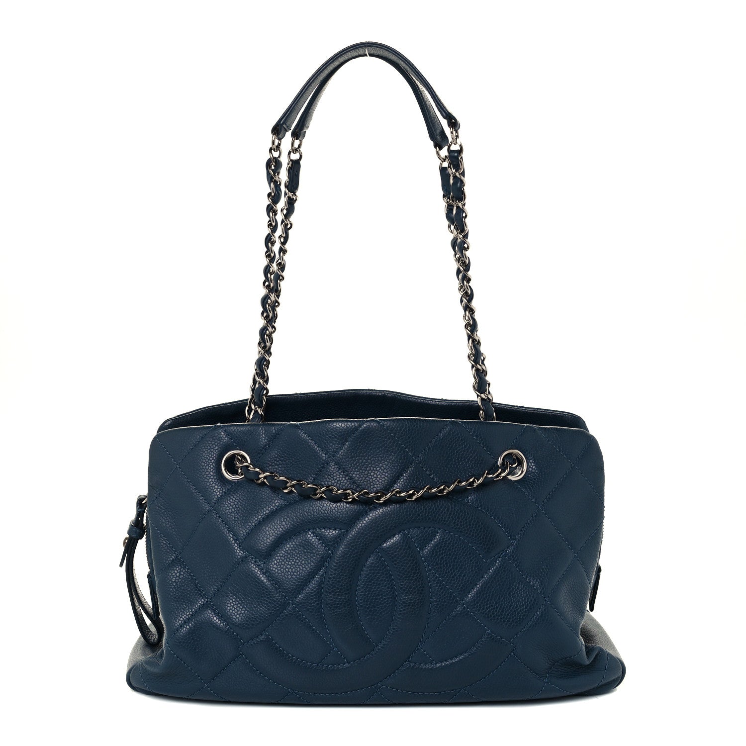 Chanel Caviar Quilted Timeless CC Soft Tote Navy Blue 1 of 10