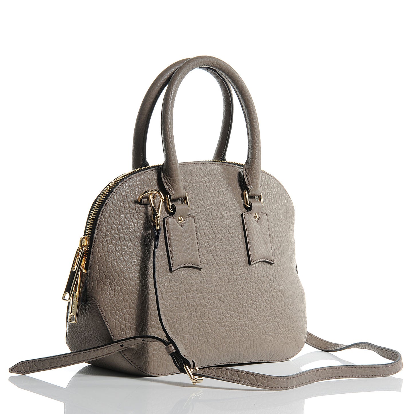 Grained Leather Small Orchard Bowling Bag Pale Taupe