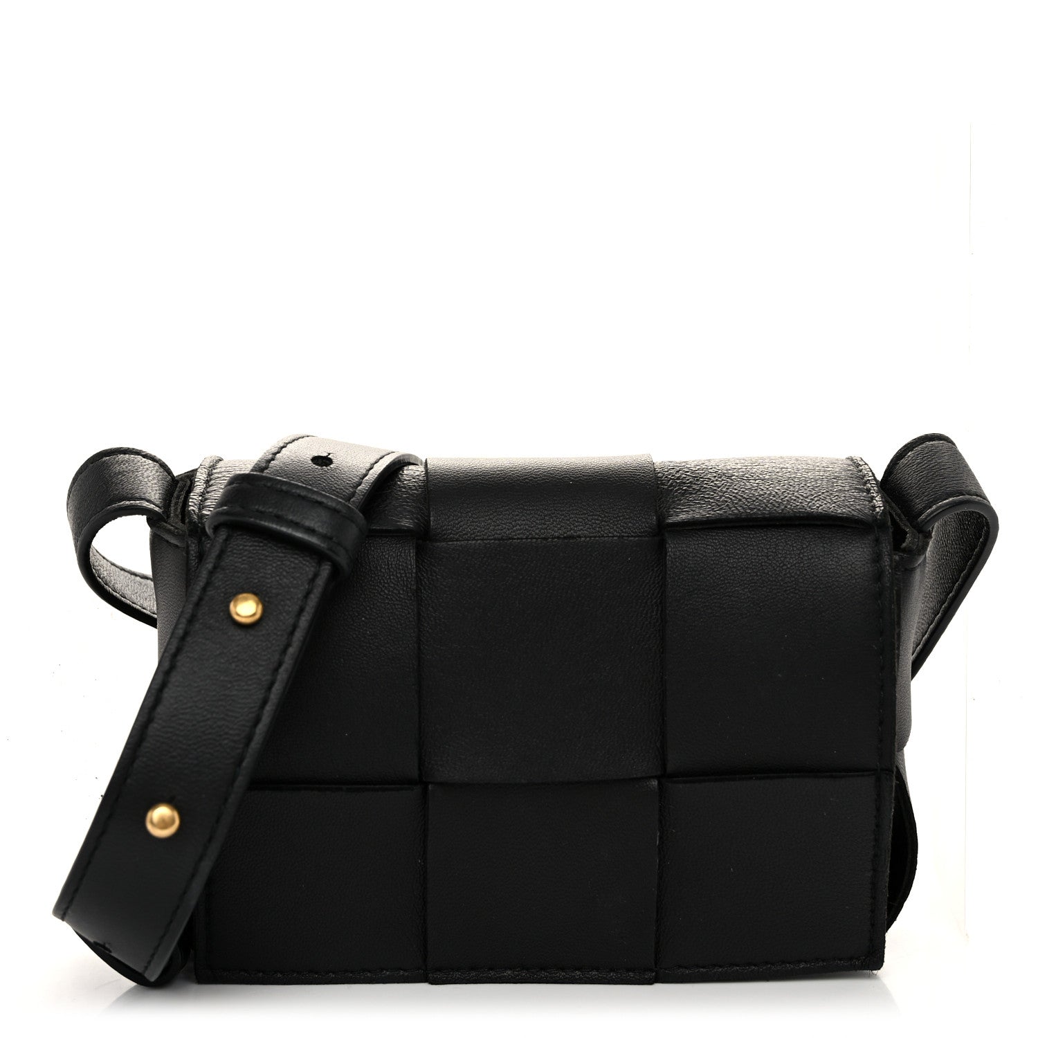 Bottega Veneta Lambskin Maxi Intrecciato Extra Mini Cassette Crossbody Bag Black 1 of 9