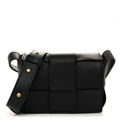Bottega Veneta Lambskin Maxi Intrecciato Extra Mini Cassette Crossbody Bag Black 1 of 9