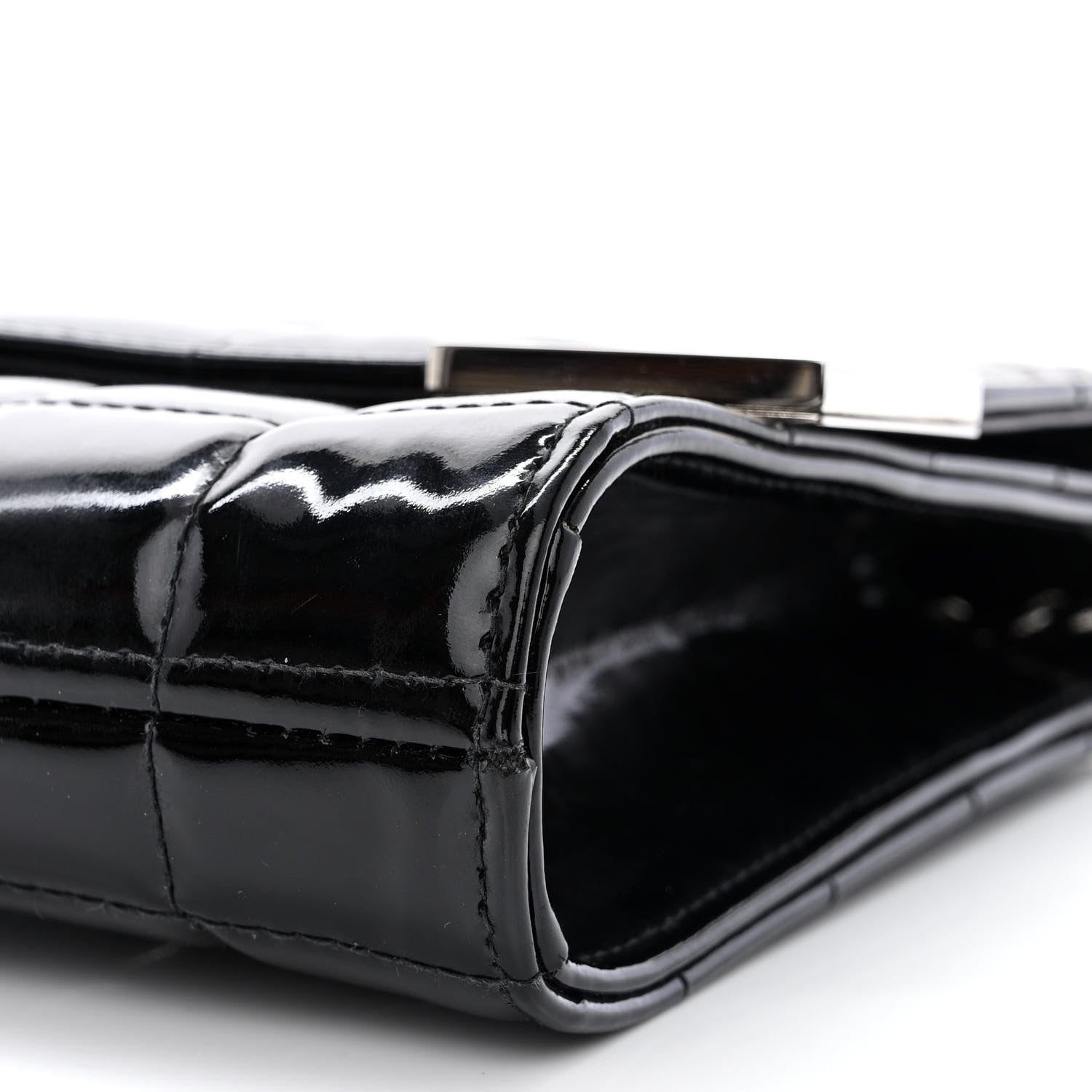 Chanel Patent Chocolate Bar Chain Clutch Black 11 of 11
