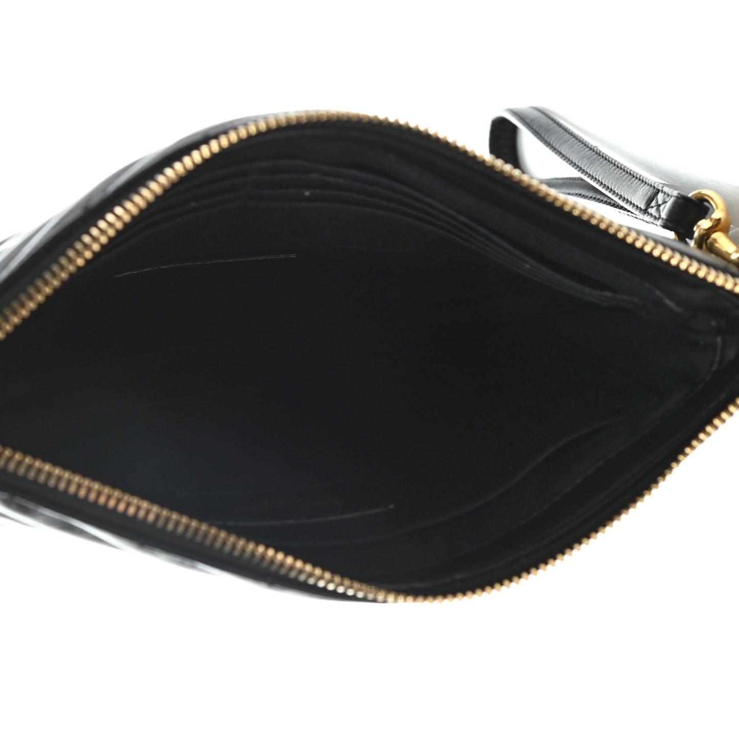 Calfskin Matelasse Chevron Monogram A5 Wristlet Black