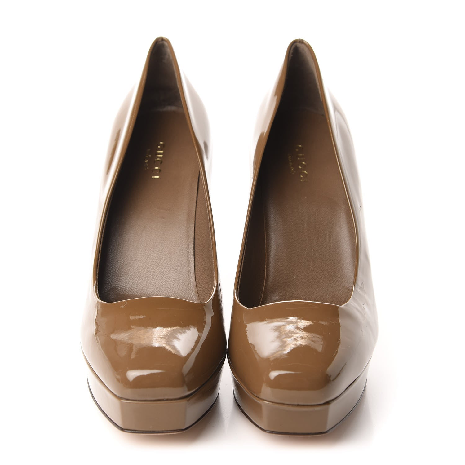 Gucci Patent Platform Pumps 36.5 Taupe 2 of 9