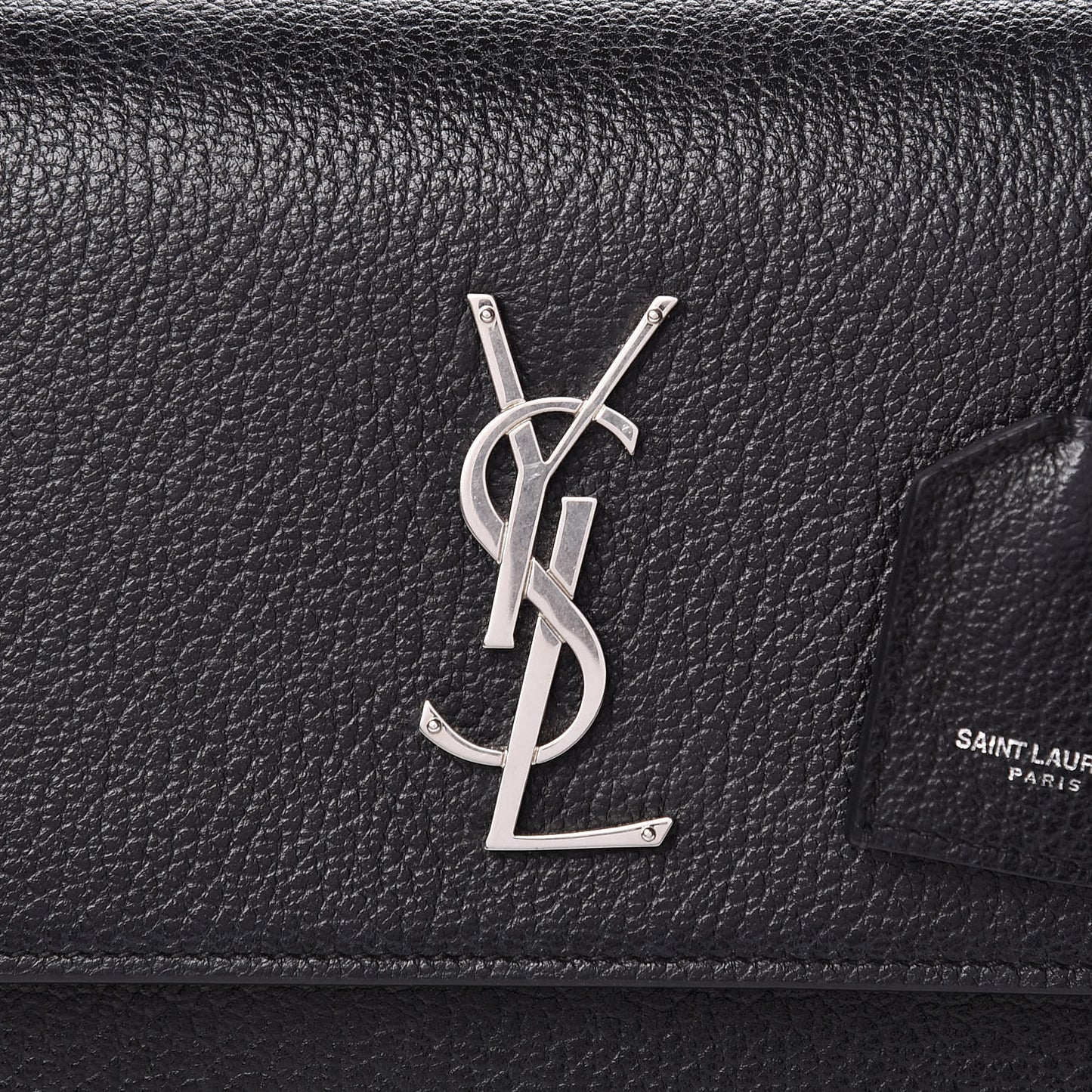 Grained Calfskin Medium Monogram Sunset Satchel Black