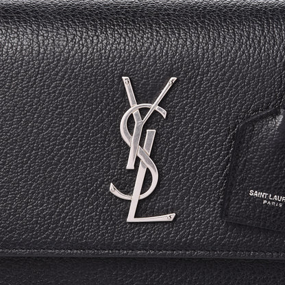 Saint Laurent Grained Calfskin Medium Monogram Sunset Satchel Black 8 of 11