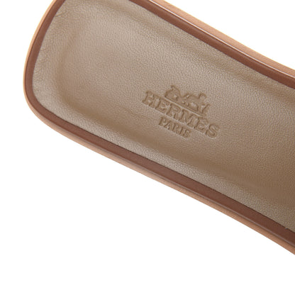 Hermes Box Calfskin Oran Sandals 39.5 Gold 9 of 11