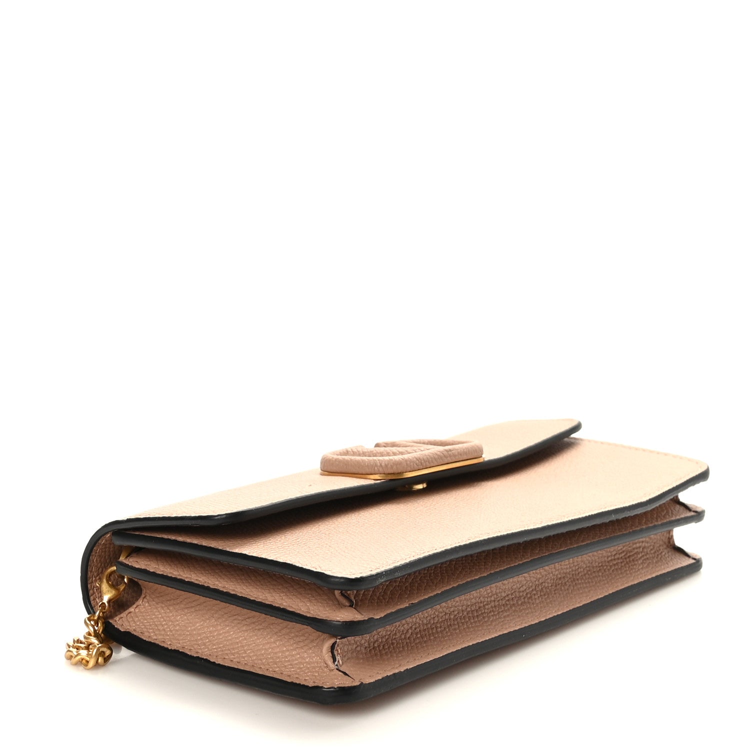 Valentino Garavani Grainy Calfskin Vlogo Wallet On Chain Rose Cannelle 4 of 9
