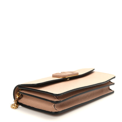 Valentino Garavani Grainy Calfskin Vlogo Wallet On Chain Rose Cannelle 4 of 9