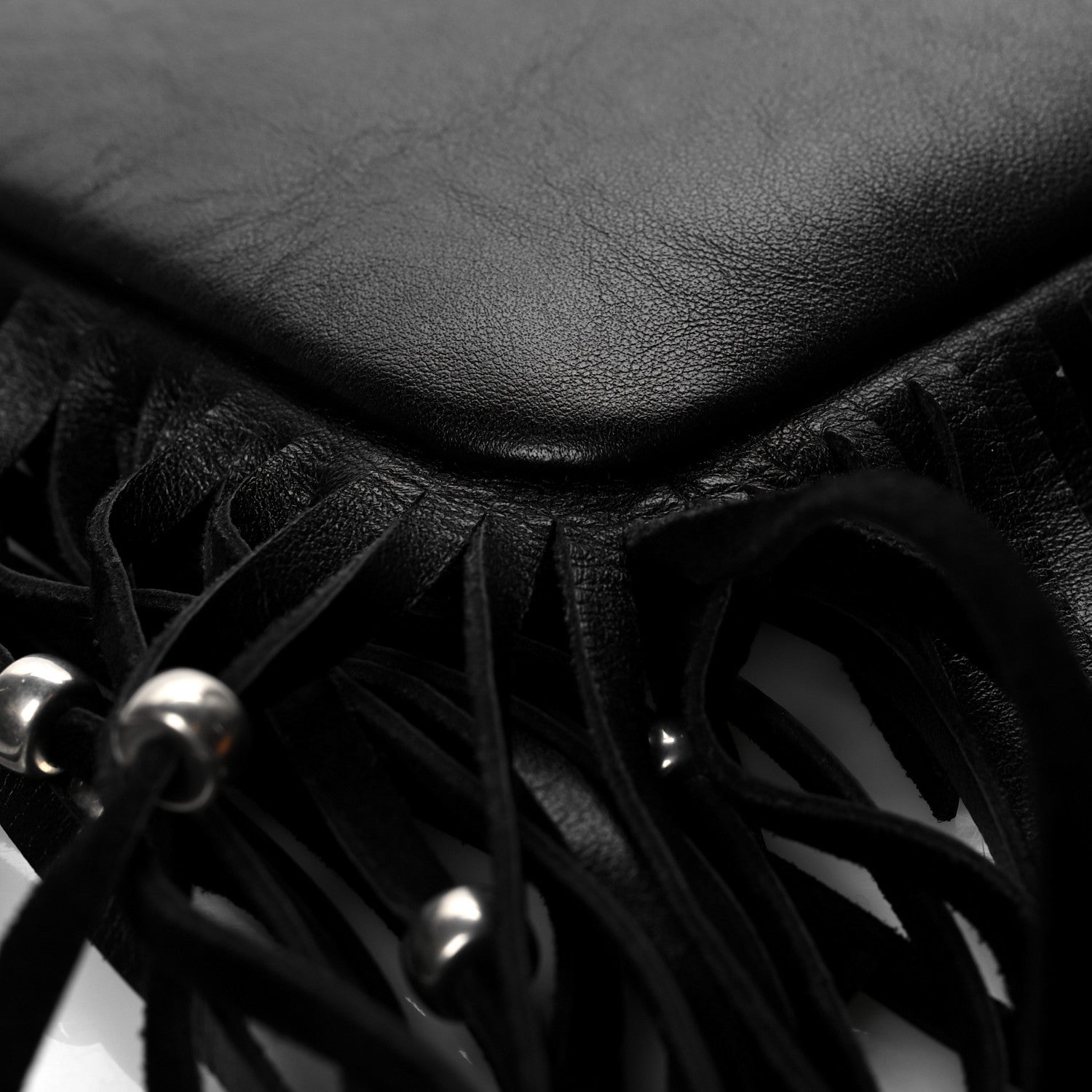Saint Laurent Calfskin Monogram Fringe Pouch Black 9 of 10