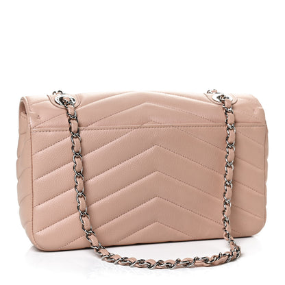 Chanel Caviar Chevron Quilted Single Flap Light Pink 3 of 14