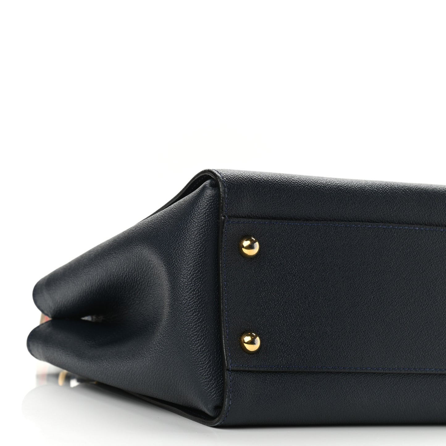 Soft Grain Calfskin Medium Buckle Tote Blue Carbon