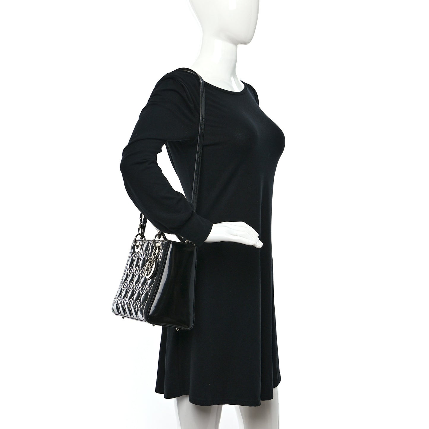 Patent Cannage Medium Lady Dior Black