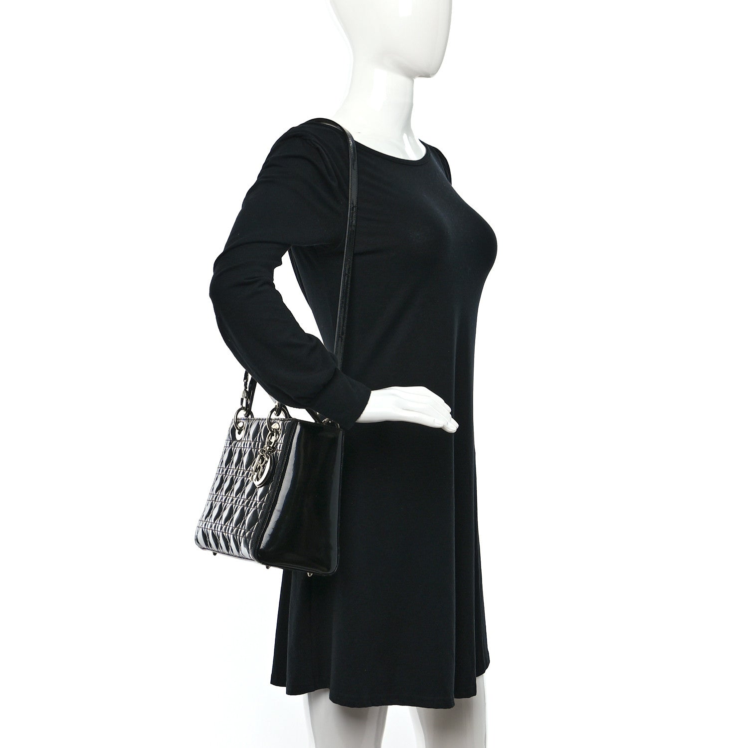 Christian Dior Patent Cannage Medium Lady Dior Black 2 of 11