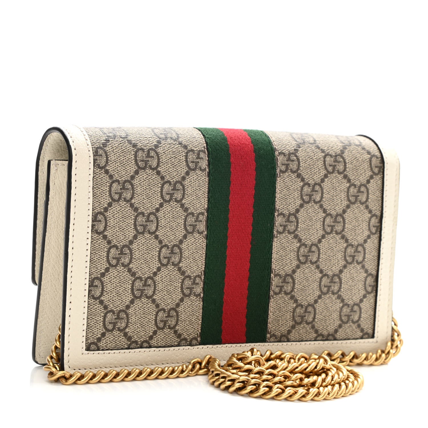 Gucci GG Supreme Monogram Web Queen Margaret Chain Wallet White 3 of 8