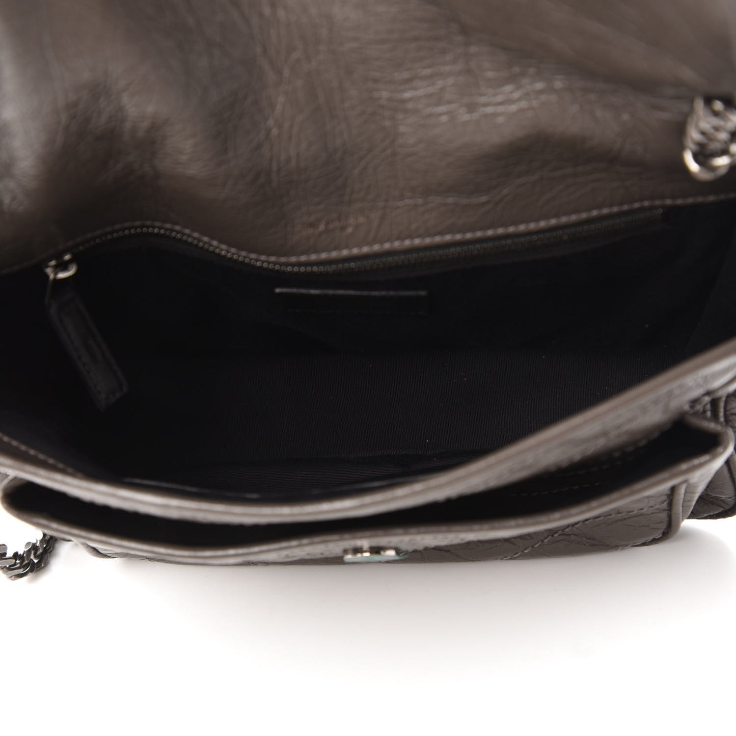 Crinkled Calfskin Matelasse Monogram Medium Niki Chain Satchel Storm