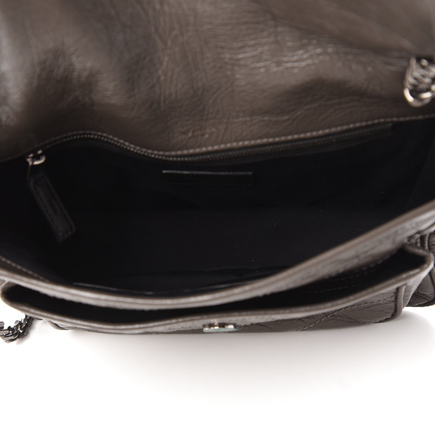 Saint Laurent Crinkled Calfskin Matelasse Monogram Medium Niki Chain Satchel Storm 5 of 9