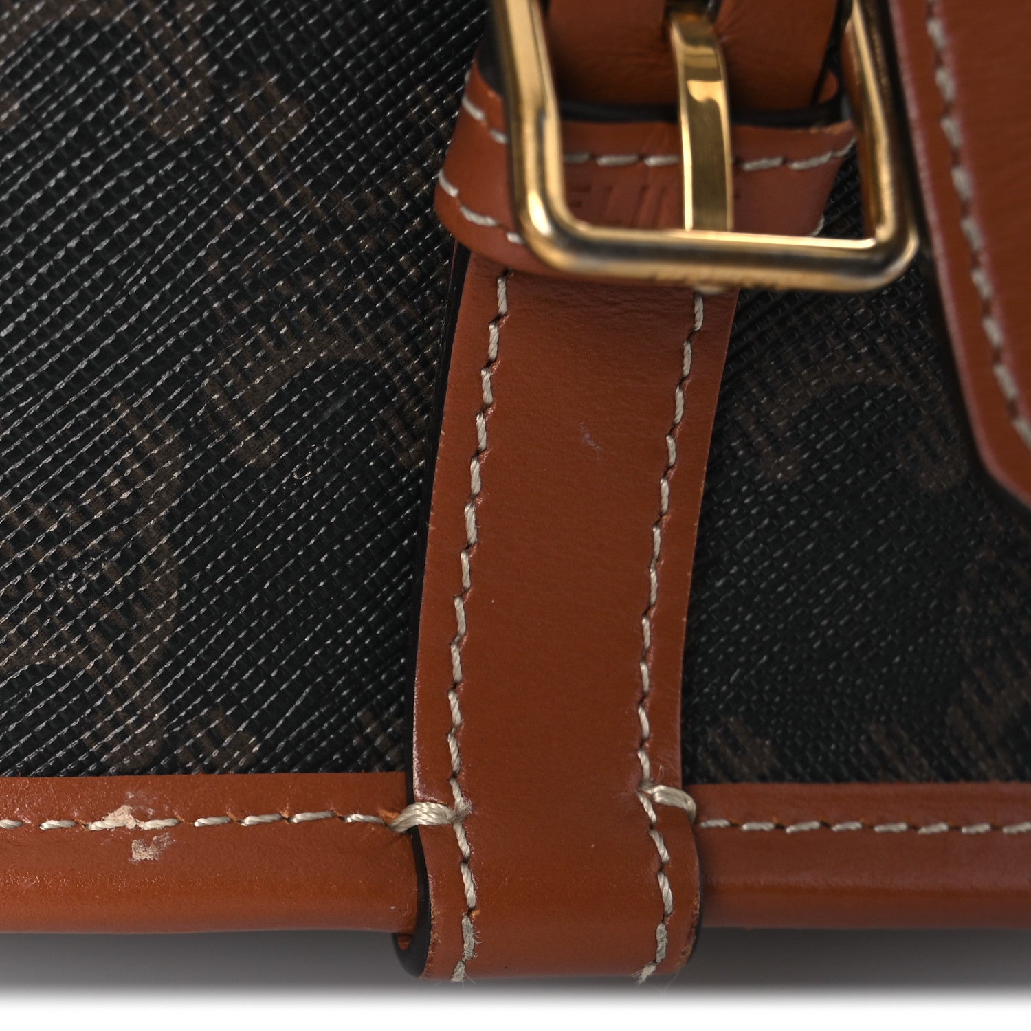 Celine Triomphe Canvas Medium Folco Bag Tan 16 of 17