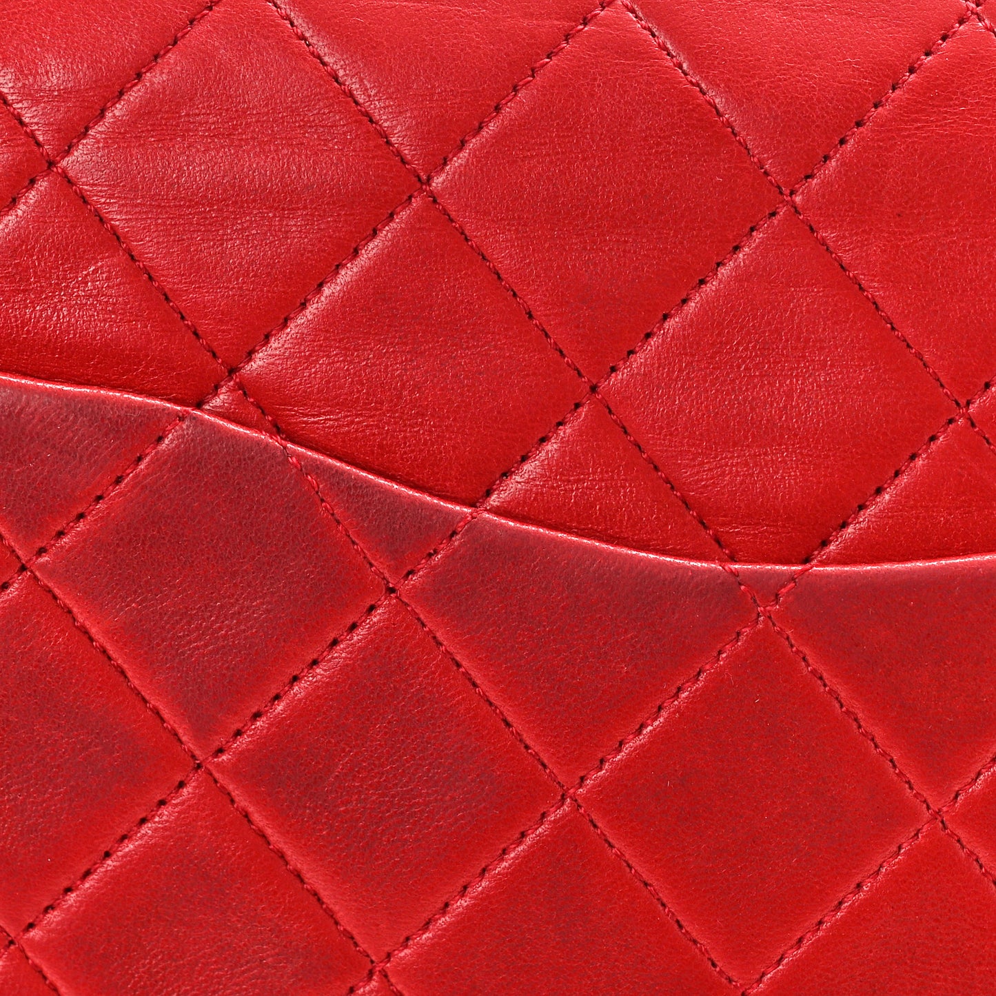 Lambskin Quilted Medium Double Flap Red