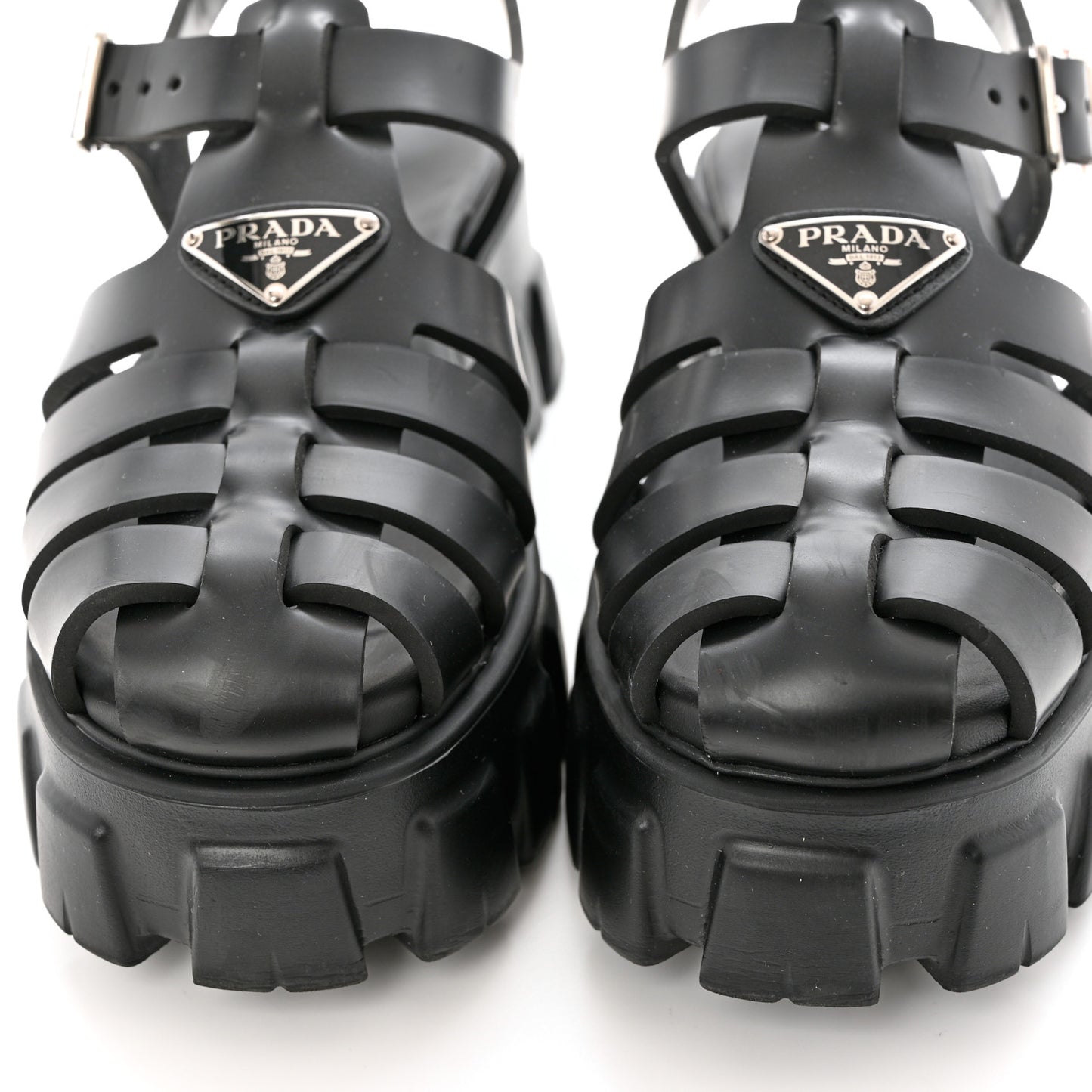 Foam Rubber Triangle Logo Monolith 55mm Cage Sandals 39 Black