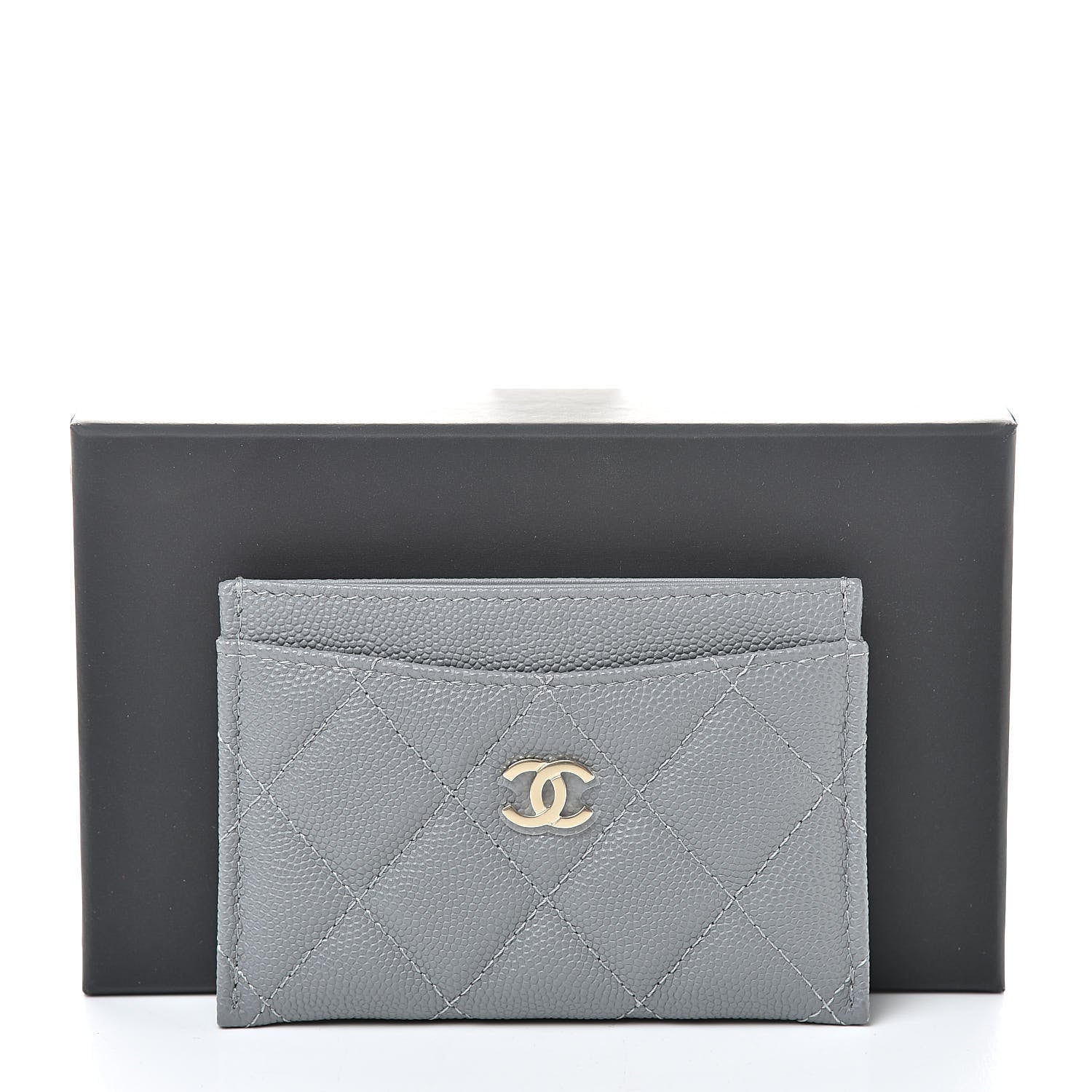 Chanel Caviar Quilted Card Holder Grey 9 of 9
