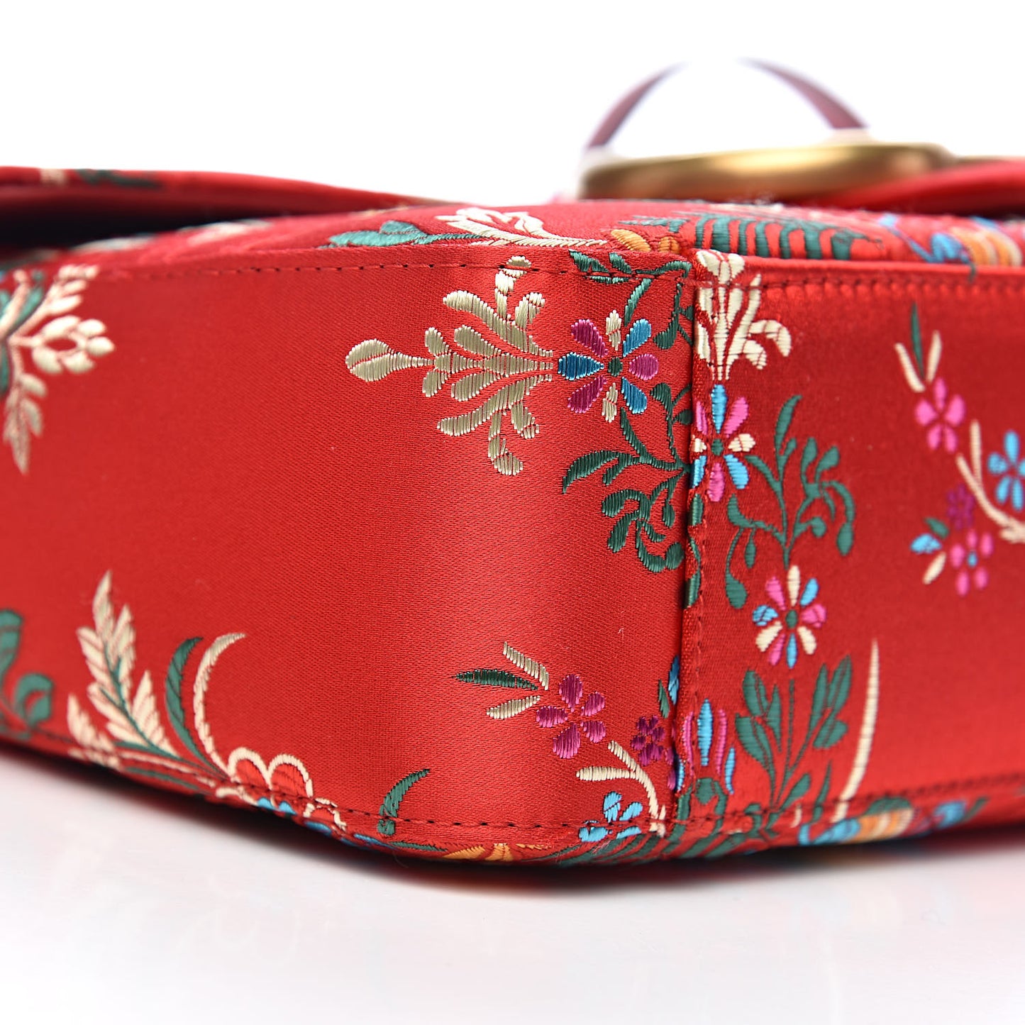Jacquard Matelasse Floral Medium GG Marmont Shoulder Bag Red
