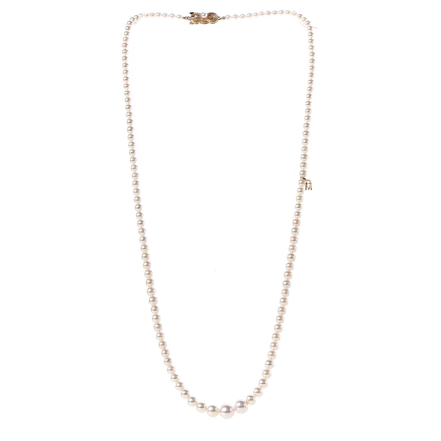 18K Yellow Gold Akoya Pearl 3.5-8mm Graduated Strand Necklace 23.5"