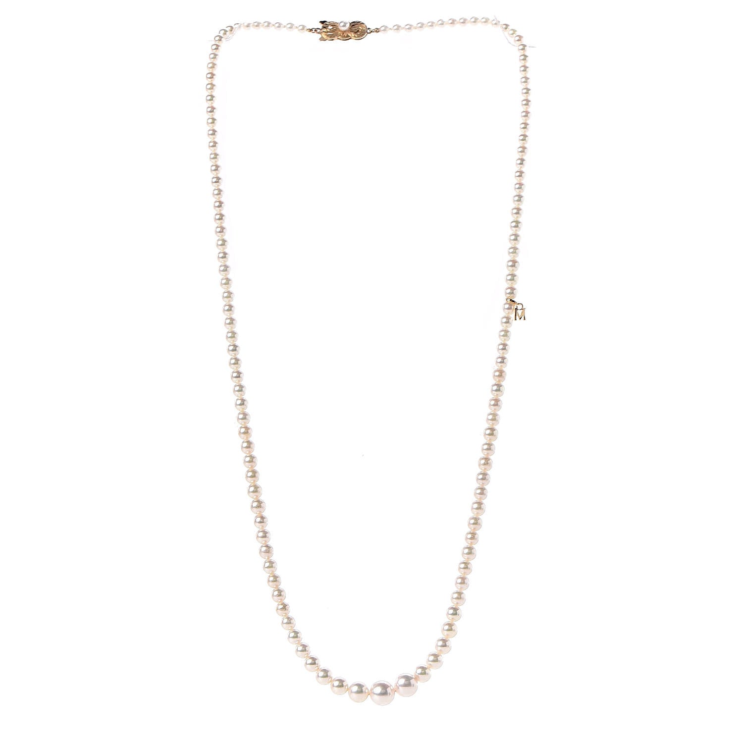 Mikimoto 18K Yellow Gold Akoya Pearl 3.5-8mm Graduated Strand Necklace 23.5" 3 of 6