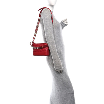 Chanel Aged Calfskin Quilted Small Gabrielle Logo Hobo Red 2 of 10