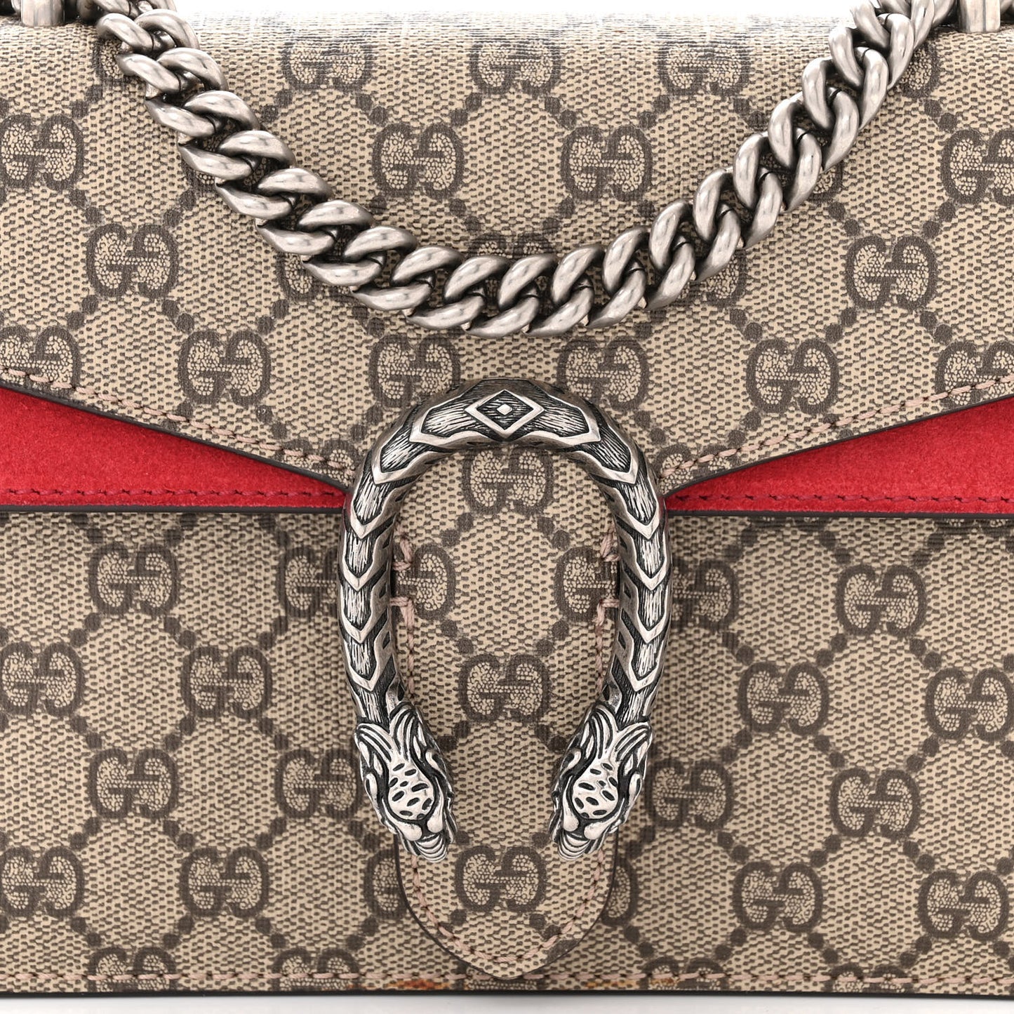 GG Supreme Monogram Mini Dionysus Shoulder Bag Hibiscus Red