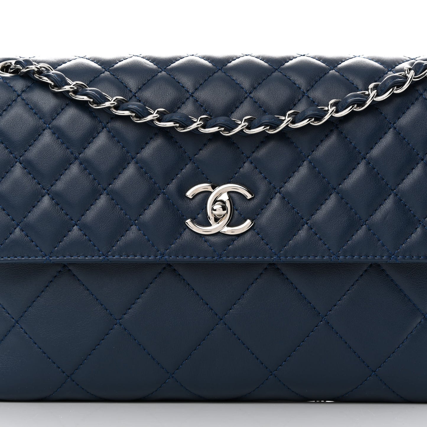Calfskin Quilted In The Business Flap Dark Blue