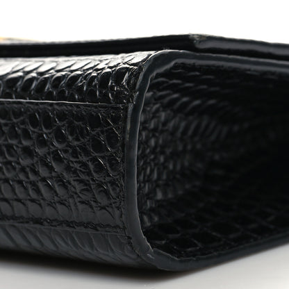 Saint Laurent Calfskin Crocodile Embossed Medium Classic Monogram Kate Tassel Satchel Black 10 of 10