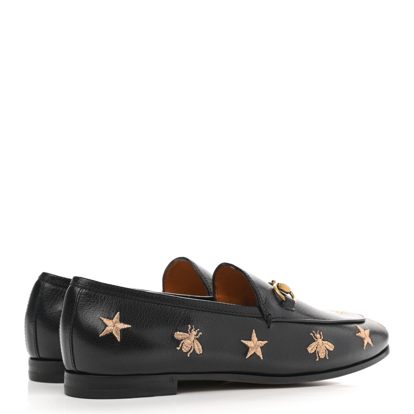 Goatskin Bee Star Embroidered Womens Jordaan Loafers 37 Black