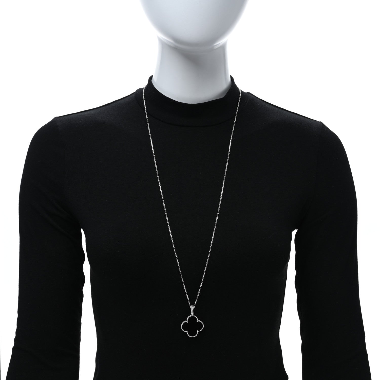 Van Cleef & Arpels 18K White Gold Black Onyx Magic Alhambra Pendant Necklace 2 of 5