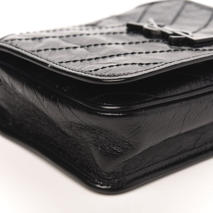 Saint Laurent Crinkled Calfskin Matelasse Monogram Niki Chain Wallet Black 7 of 9