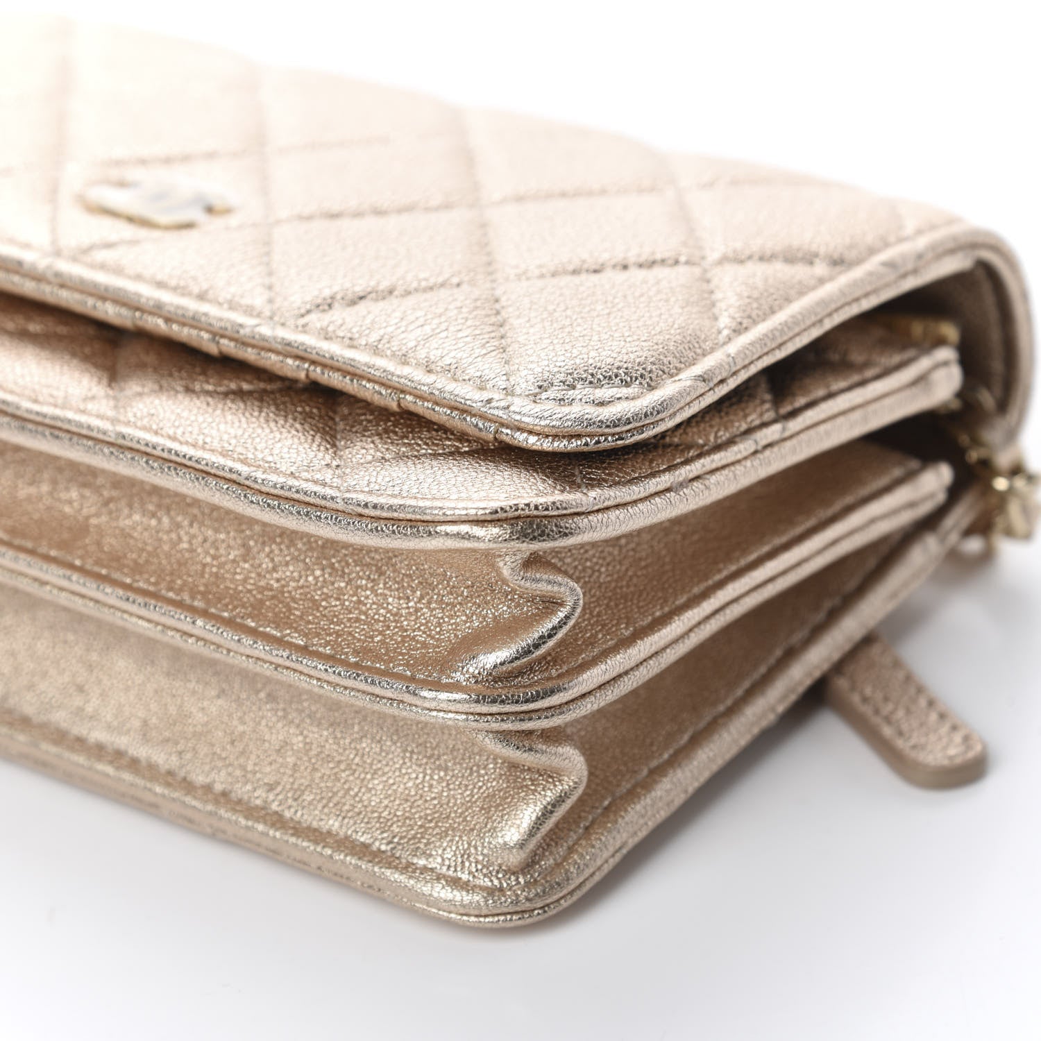 Chanel Metallic Lambskin Quilted Mini Wallet On Chain WOC Gold 7 of 11