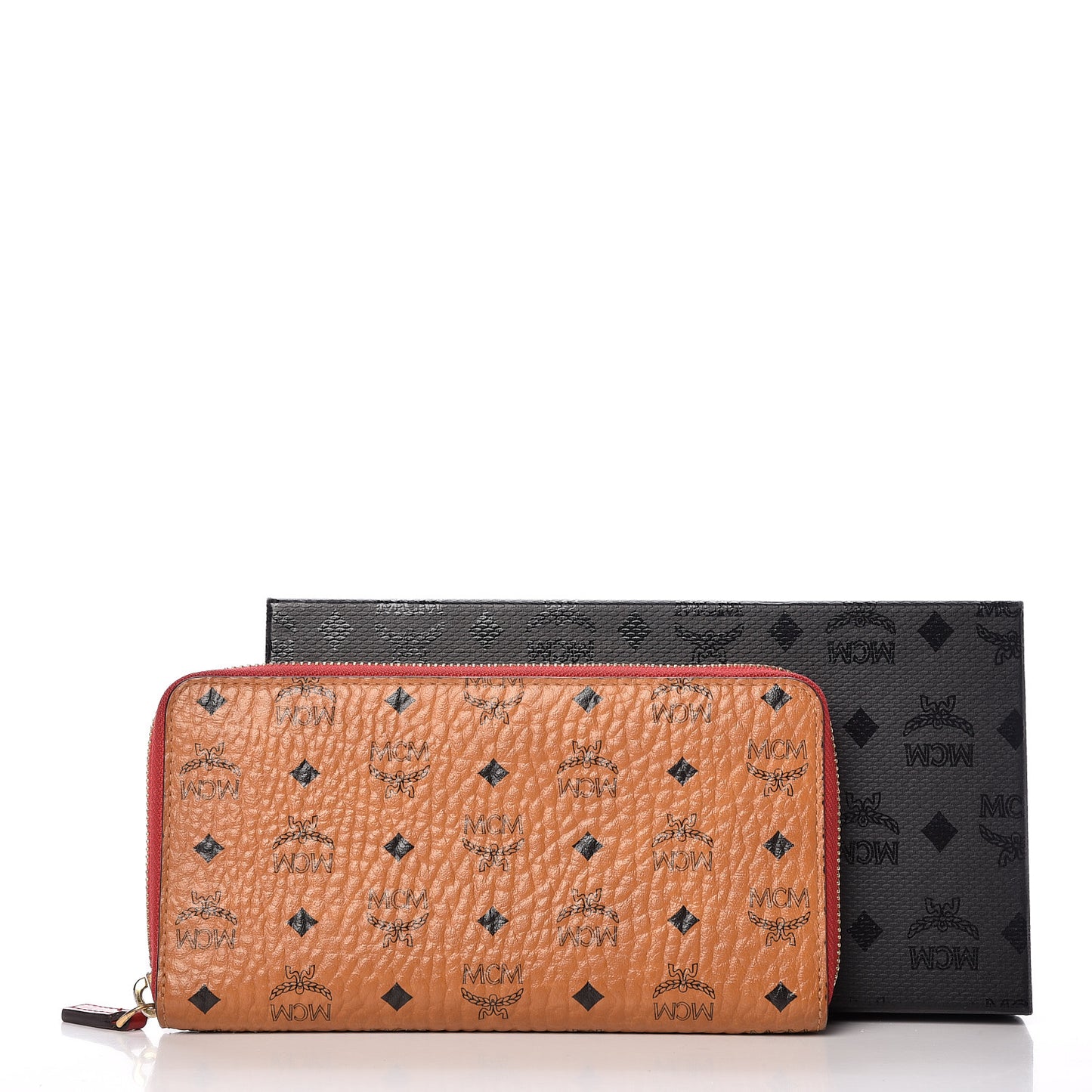 Visetos Large Zip Around Wallet Cognac Red