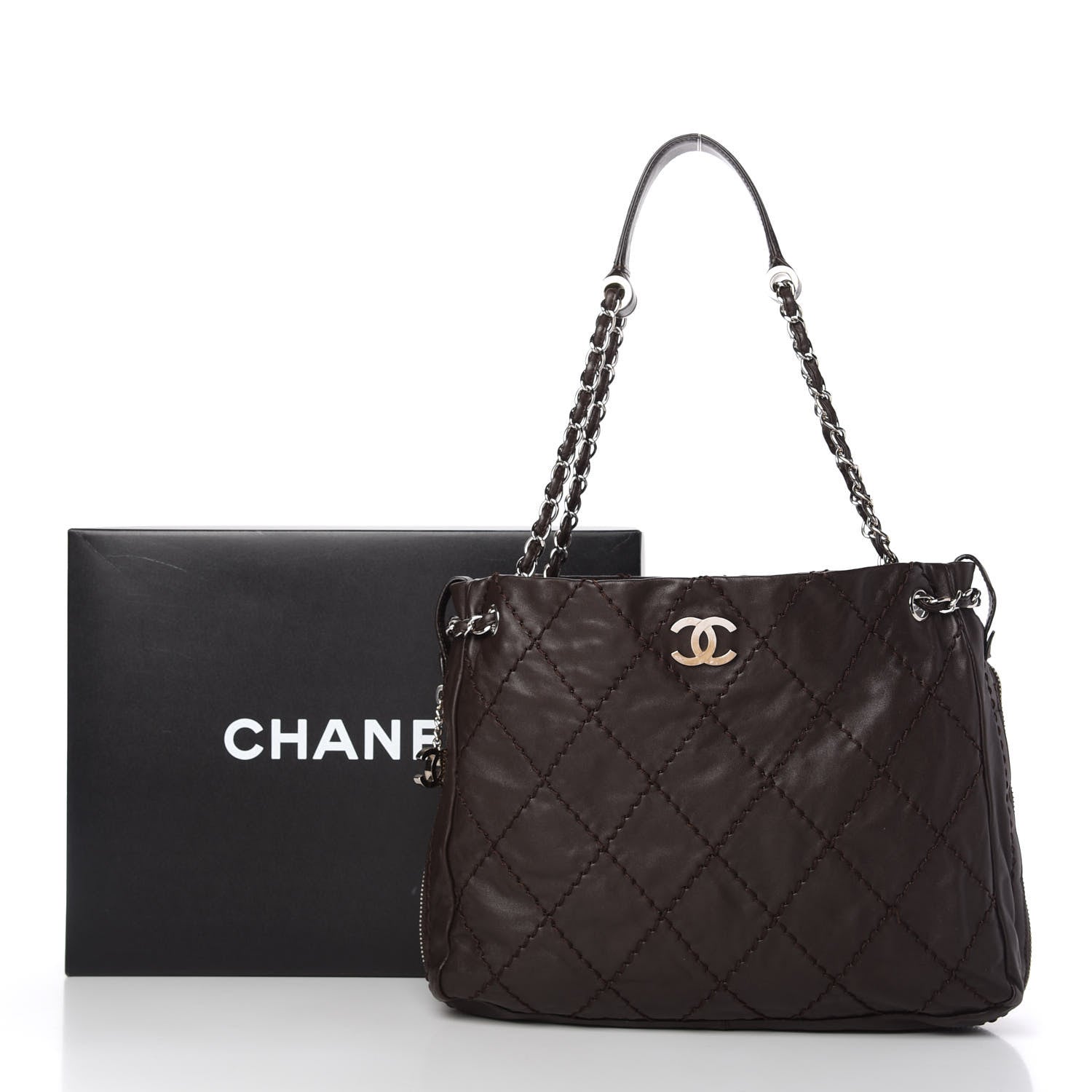 Chanel Calfskin Stitched Expandable Tote Brown 11 of 11