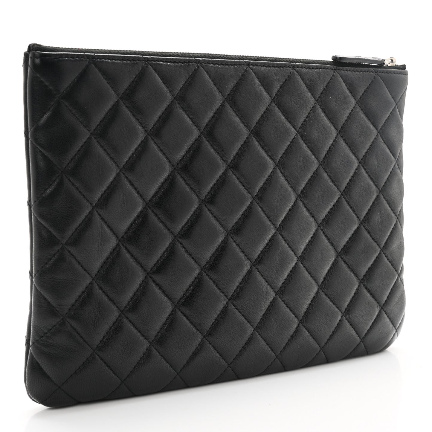 Lambskin Quilted Medium Cosmetic Case Black