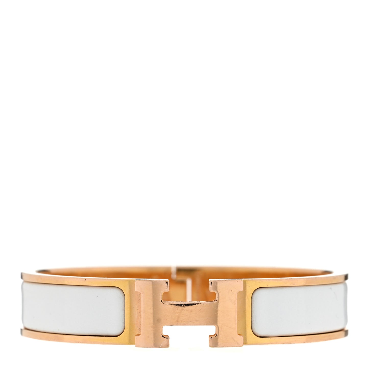 Enamel Narrow Clic Clac H Bracelet PM White