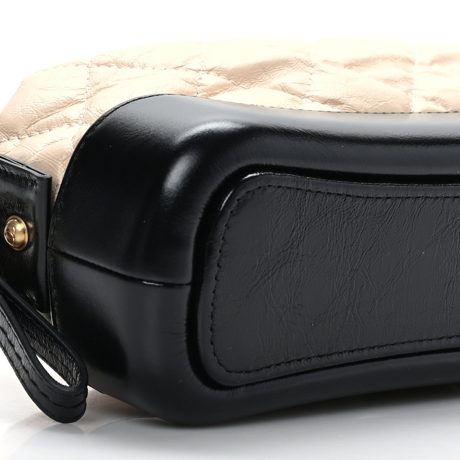 Chanel Aged Calfskin Quilted Gabrielle Cosmetic Case Beige Black 8 of 9
