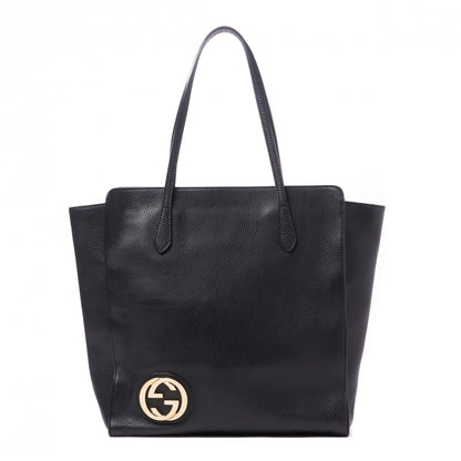 Gucci Dollar Calfskin Interlocking G Tote Black 1 of 8