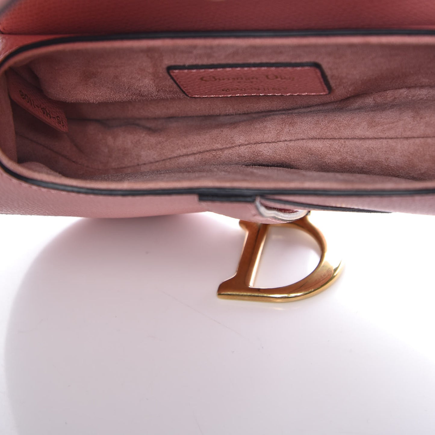 Grained Calfskin Mini Saddle Bag Pink